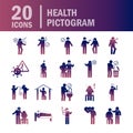Coronavirus covid 19, health pictogram, prevention, symptoms, medical icons set , gradient style icon Royalty Free Stock Photo