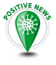 Coronavirus covid-19 infographic icons, the location and status of the pandemic, positive news about epidemie, green