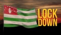 Coronavirus COVID-19 lockdown concept with waving national flag of Abkhazia. Pandemic 3D illustration.