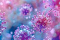 Coronavirus COVID-19 microscope macro view on a blur background Royalty Free Stock Photo