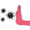 Coronavirus, covid, nCoV, stop, health protection concept. Protection from coronavirus illustration hand stops 2019ncov, covid