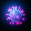 Coronavirus COVID-19 .Neon 3D virus model .Biotechnology, biochemistry, genetics and medicine concept.Vector