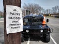 Coronavirus COVID-19 Outbreak Restrictions, All Parks Closed Until Further Notice, Police Vehicle, Rutherford, NJ, USA
