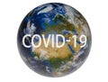 Coronavirus. Covid-19. Coronavirus Pandemic. Coronavirus2019. Earth with text concerning the Coronavirus Pandemic. Elements of