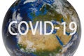 Coronavirus. Covid-19. Coronavirus Pandemic. Coronavirus2019. Earth with text concerning the Coronavirus Pandemic. Elements of Royalty Free Stock Photo