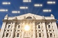 Coronavirus Covid-19 pandemic on the Italian stock exchange in Piazza Affari. Facade