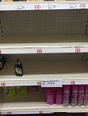 Coronavirus covid-19 panic buying leaves shelves in shops and supermarkets bare this in supermarket in