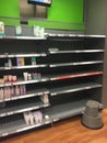Coronavirus covid-19 panic buying leaves shelves in shops and supermarkets bare this in supermarket in
