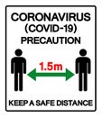 Coronavirus Covid-19 Precaution Keep A Safe Distance Symbol Sign ,Vector Illustration, Isolate On White Background Label. EPS10