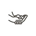 Coronavirus covid-19 prevention hand washing illustration. Vector thin line icon with hands sanitizing with water and soap. Simple