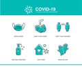 Coronavirus Covid prevention tips icon, how to prevent template. Infographic element health and medical Wuhan vector illustration Royalty Free Stock Photo