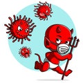 Coronavirus covid 19 pursue devil baby Royalty Free Stock Photo