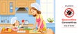 Coronavirus or Covid-19 quarantine. Mother and kid girl preparing healthy food at home together. Family cooking at home Royalty Free Stock Photo