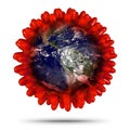 Coronavirus Covid-19 red earth world globe. Corna virus global outbreak pandemic epidemic medical concept.Elements of this image