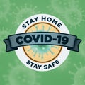 Coronavirus COVID-19 stay home stay safe label Royalty Free Stock Photo