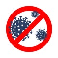 Coronavirus Covid 19 stop vector icon. Coronavirus 2019 nCov, virus epidemic outbreak, antiviral stop sign Royalty Free Stock Photo