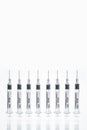 Coronavirus covid-19 syringe module for vaccine islolate on white background