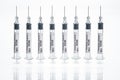 Coronavirus covid-19 syringe module for vaccine islolate on white background Royalty Free Stock Photo