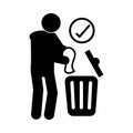 Coronavirus covid 19, tissue paper into the trash prevent the spread, health , silhouette style icon