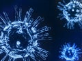 Coronavirus COVID-19 under the microscope background in 3d illustration Royalty Free Stock Photo