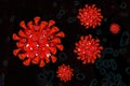 Coronavirus COVID-19 under the microscope, virus floating in a cellular environment , coronaviruses influenza background, viral di
