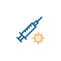 Coronavirus covid-19 vaccine thin line icon. Vector illustration for concepts of fighting against virus, immunization, treatment,