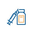 Coronavirus covid-19 vaccine thin line icon. Vector illustration for concepts of fighting against virus, immunization, treatment,