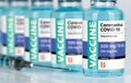 Coronavirus COVID-19 Vaccine Vials and Syringe On Reflective Surface Royalty Free Stock Photo