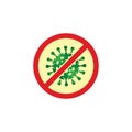 Coronavirus Covid 19 vector icon. Coronavirus nCov, 2019 virus epidemic outbreak stop red sign