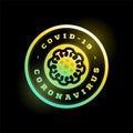 Coronavirus covid-19 vector logo. Modern professional circle sport 2019-nCoV outbreak in retro style vector emblem and template