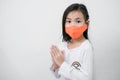 Coronavirus Covid-19 virus and Air pollution pm2.5.Asian child girl protect from virus stop coronavirus covid 19 outbreak.Child
