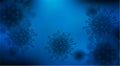 Coronavirus, covit-19 virus concept. Medical healthcare, microbiology concept. Microscopic view of a infectious virus. on blue