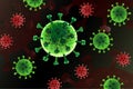 Coronavirus Disease COVID-19, Dangerous Respiratory Infection, SARS-CoV-2. Influenza Outbreak, Pathogen Flu Or Hiv Virus, Red