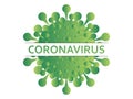 Coronavirus disease COVID-19. Virus cell banner isolated on white background. 2019-nCoV, middle east respiratory syndrome. Chinese