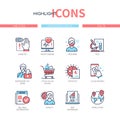 Coronavirus disease - line design style icons set