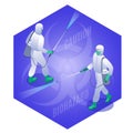 Coronavirus covid 19 Disinfection illustration isometric icons on isolated background