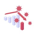 Coronavirus economic and financial crisis isometric vector illustration.