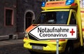 Coronavirus emergency ambulance sign in german Royalty Free Stock Photo