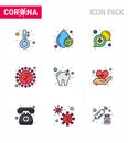 Corona virus 2019 and 2020 epidemic 9 Filled Line Flat Color icon pack such as bacteria, covid, chat, coronavirus, support
