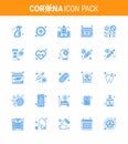 25 Coronavirus Emergency Iconset Blue Design such as conference, schudule, health care, medical, appointment
