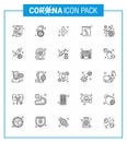 25 Coronavirus Emergency Iconset Blue Design such as drug, skull, virus, bone, injured