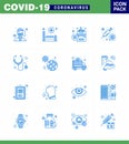 25 Coronavirus Emergency Iconset Blue Design such as healthcare, syring, care, medicine, cigarette