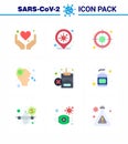 9 Flat Color viral Virus corona icon pack such as no, virus, target, runny, allergy