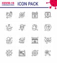 25 Coronavirus Emergency Iconset Blue Design such as research, flask, medical, test, medical insurance