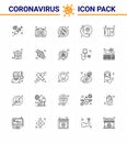 25 Coronavirus Emergency Iconset Blue Design such as test, survice, bacteria, medical assistance, danger