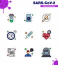 9 Filled Line Flat Color Coronavirus Covid19 Icon pack such as timer, seconds, medicine, clock, otolaryngologist