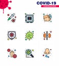 Novel Coronavirus 2019-nCoV. 9 Filled Line Flat Color icon pack virus, safety, securitybox, disease, washing