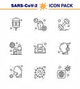 25 Coronavirus Emergency Iconset Blue Design such as virus, transmission, bacteria, tourist, sports