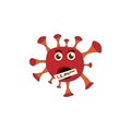 Coronavirus emoticon with a closed mouth. Cursing emoticon. Angry emoticon flat icon. illustration element