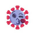 Coronavirus emoticon kiss flat icon